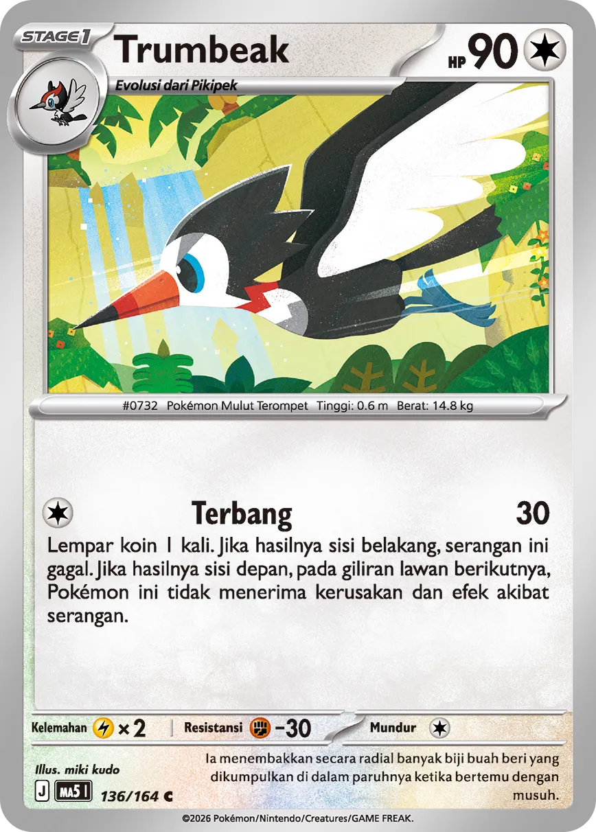 Trumbeak 136 — Ancaman Bayangan (Indonesian Pokémon TCG card)