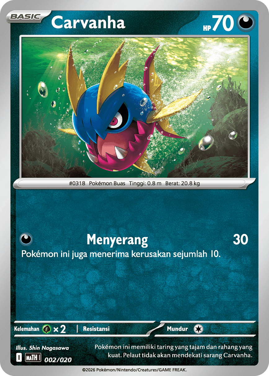 Carvanha 002/020 — Deck Taktik Mega Sharpedo ex (Indonesian Pokémon TCG card)