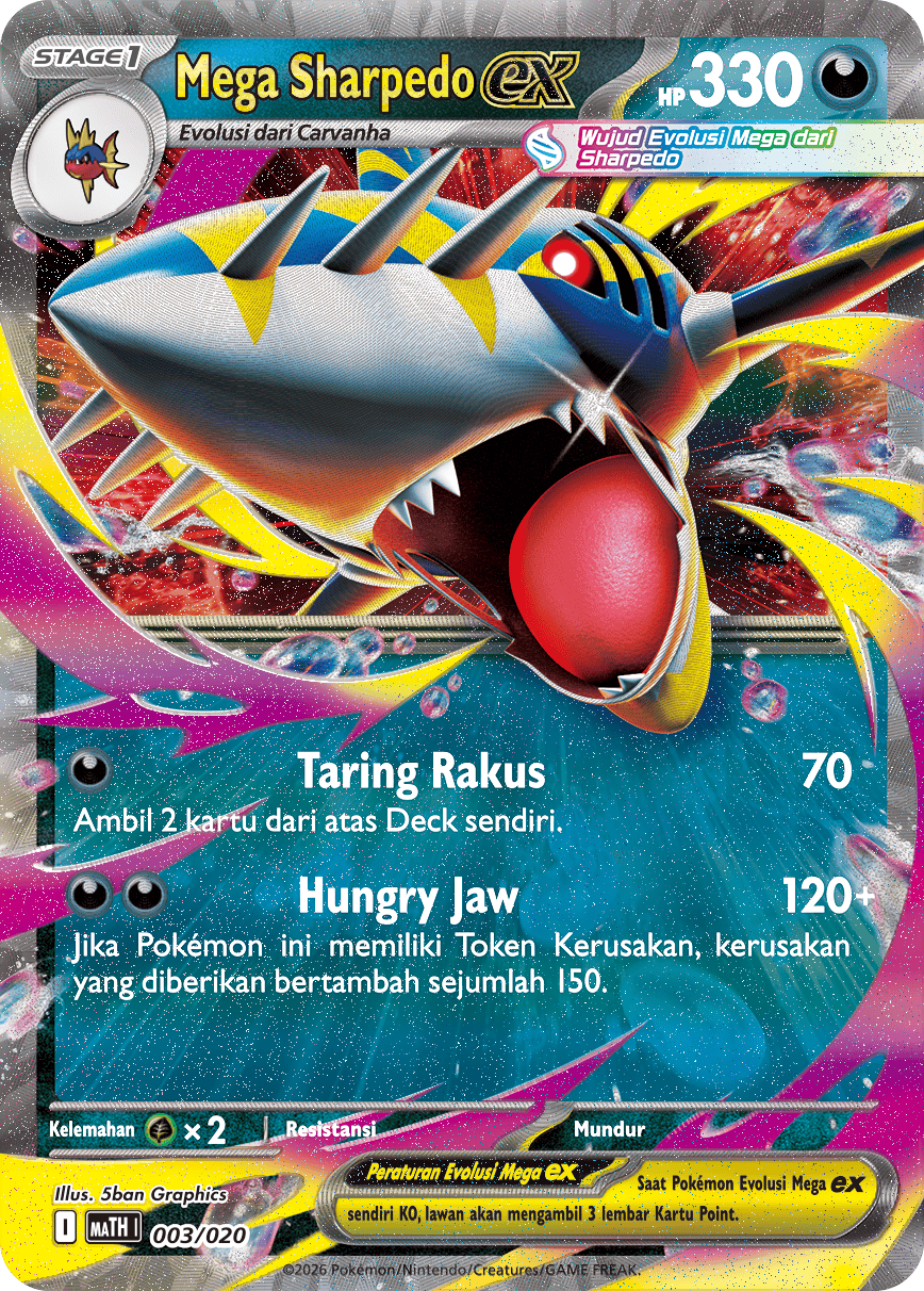 Mega Sharpedo ex 003/020 — Deck Taktik Mega Sharpedo ex (Indonesian Pokémon TCG card)
