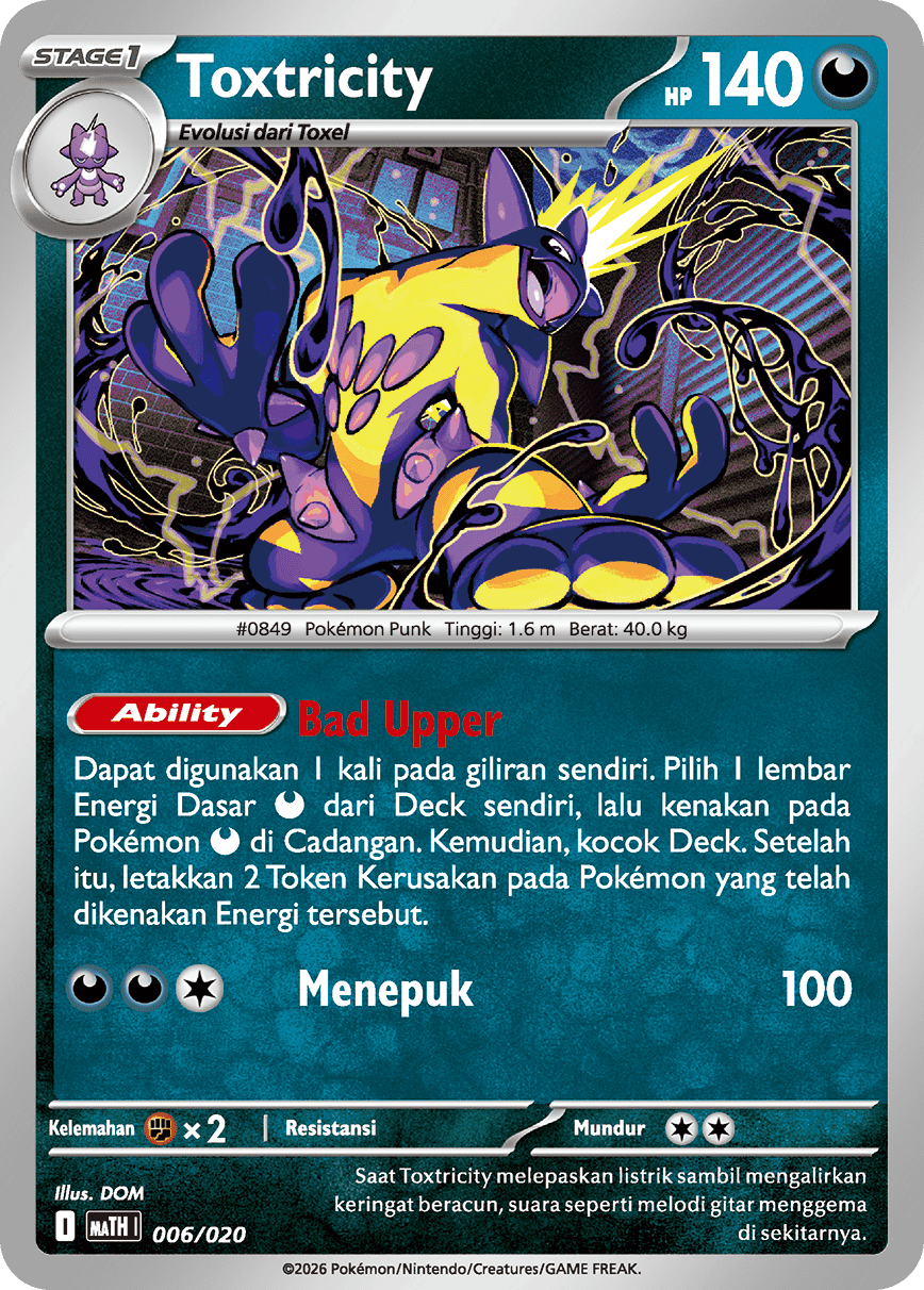 Toxtricity 006/020 — Deck Taktik Mega Sharpedo ex (Indonesian Pokémon TCG card)