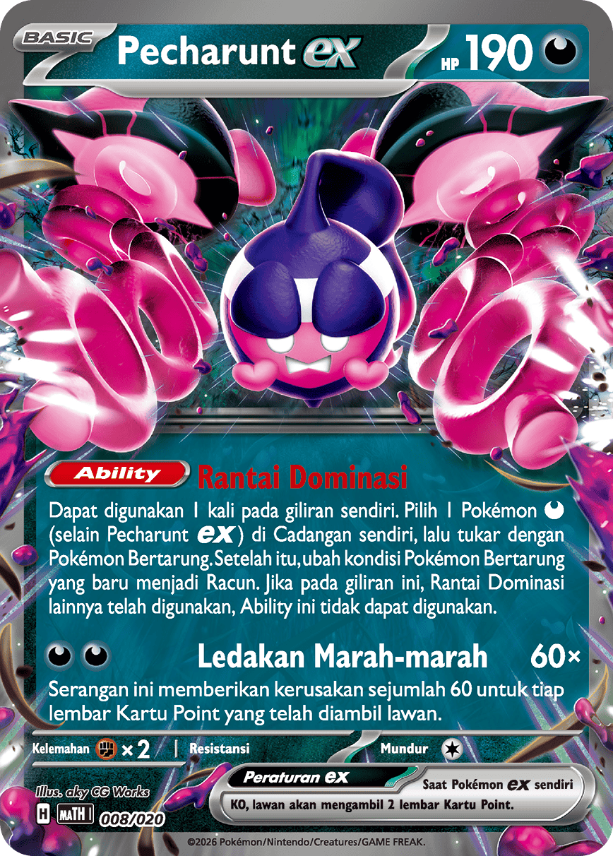 Pecharunt ex 008/020 — Deck Taktik Mega Sharpedo ex (Indonesian Pokémon TCG card)
