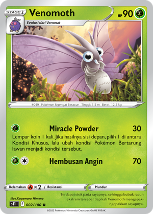 S11 #002 002 — Hantaman Triplet (Indonesian Pokémon TCG card)