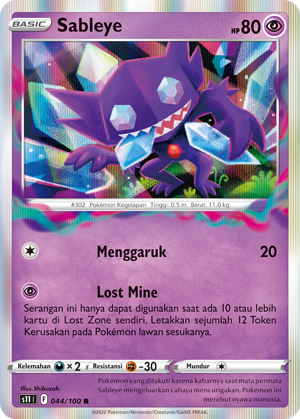 S11 #044 044 — Hantaman Triplet (Indonesian Pokémon TCG card)