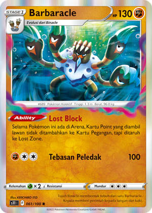S11 #061 061 — Hantaman Triplet (Indonesian Pokémon TCG card)