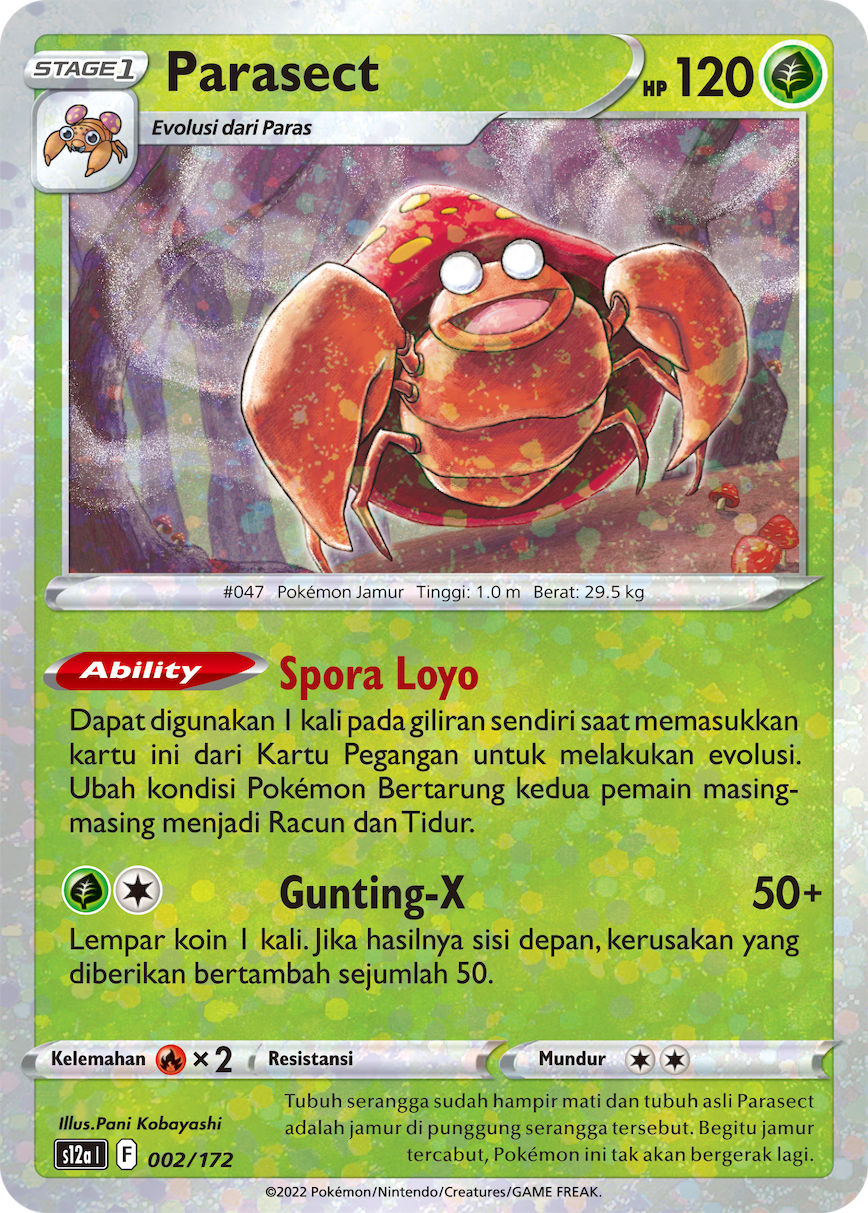 Parasect 002/172 — VSTAR Semesta (Indonesian Pokémon TCG card)