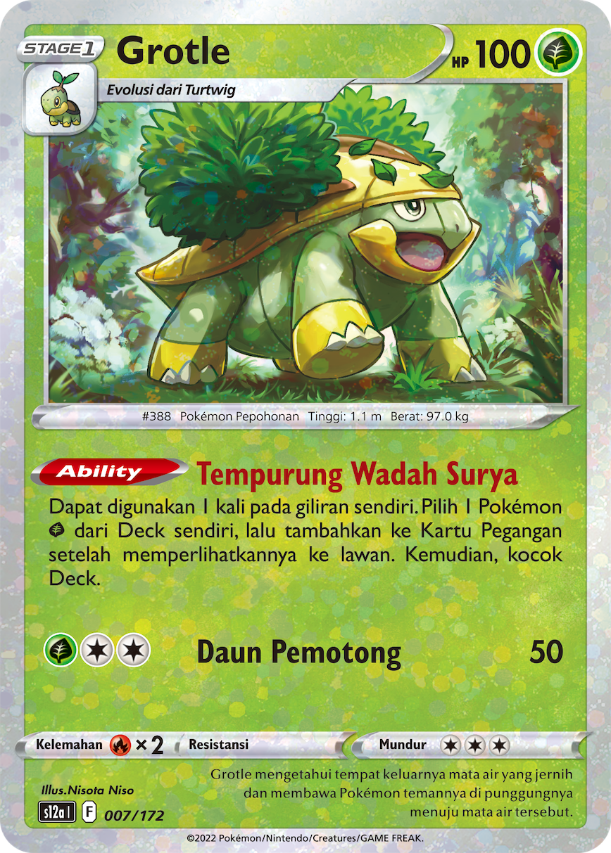 Grotle 007/172 — VSTAR Semesta (Indonesian Pokémon TCG card)