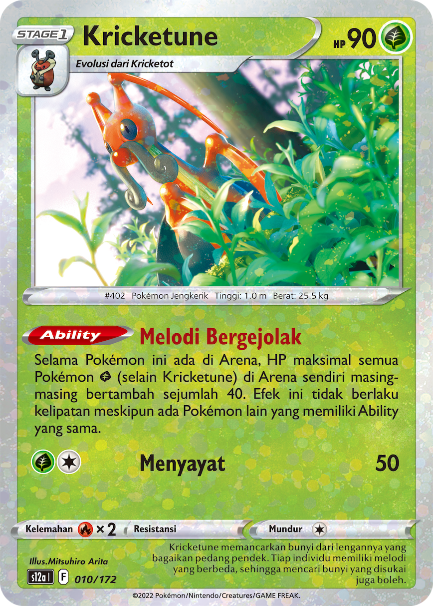 Kricketune 010/172 — VSTAR Semesta (Indonesian Pokémon TCG card)