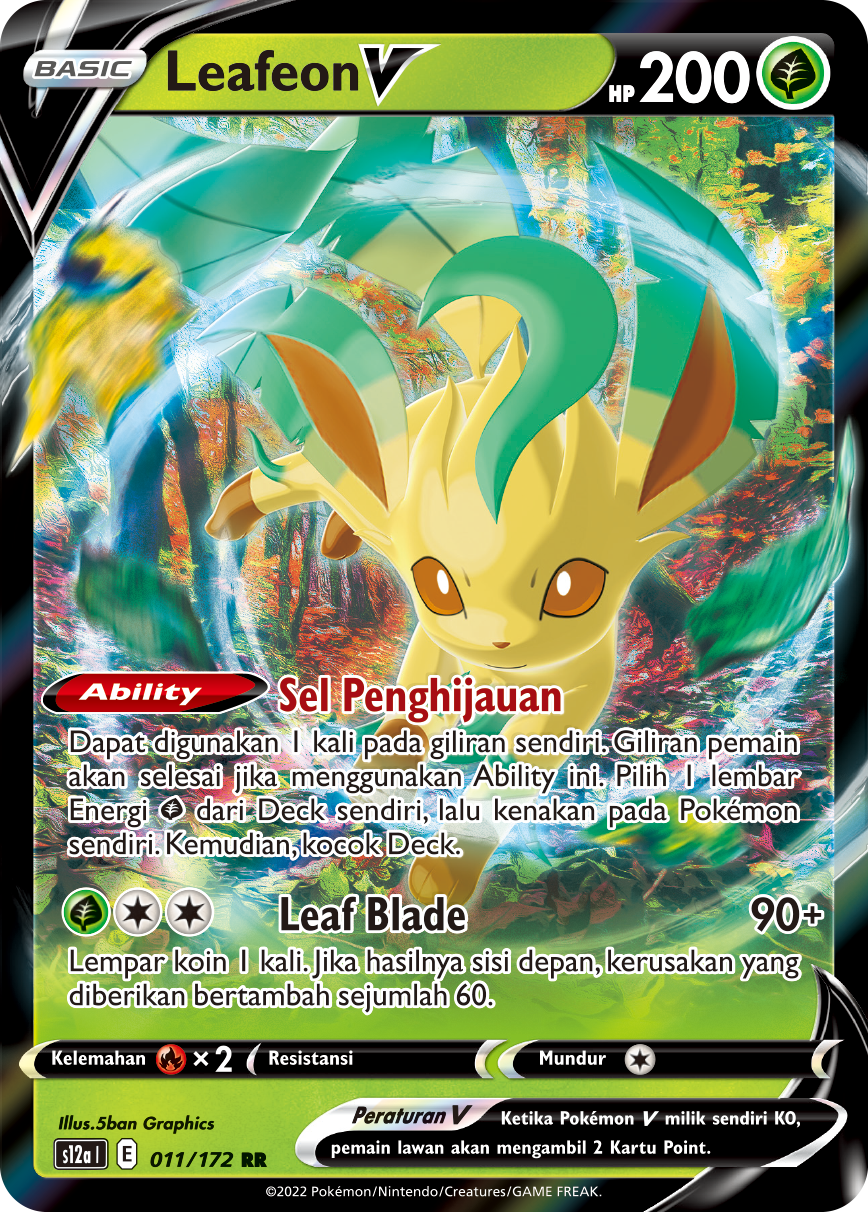 Leafeon V 011/172 — VSTAR Semesta (Indonesian Pokémon TCG card)