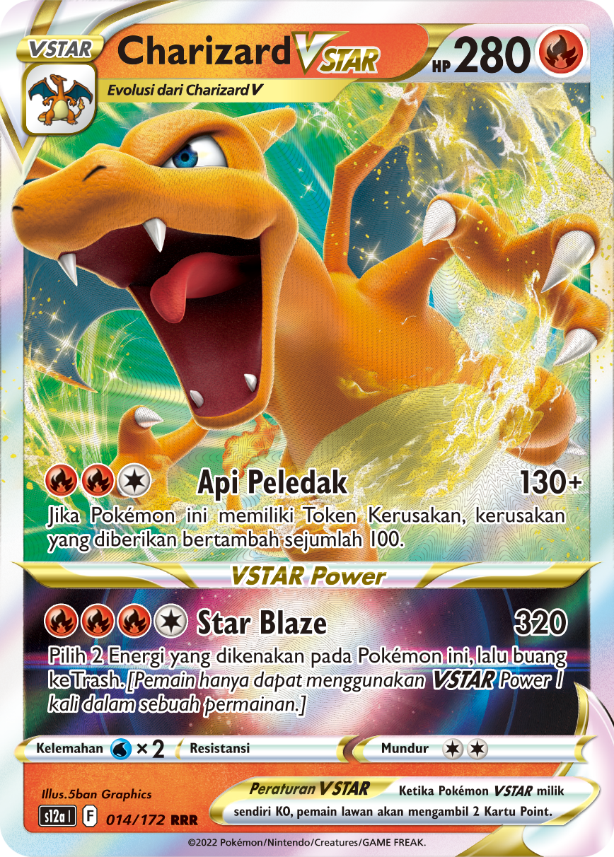 Charizard VSTAR 014/172 — VSTAR Semesta (Indonesian Pokémon TCG card)