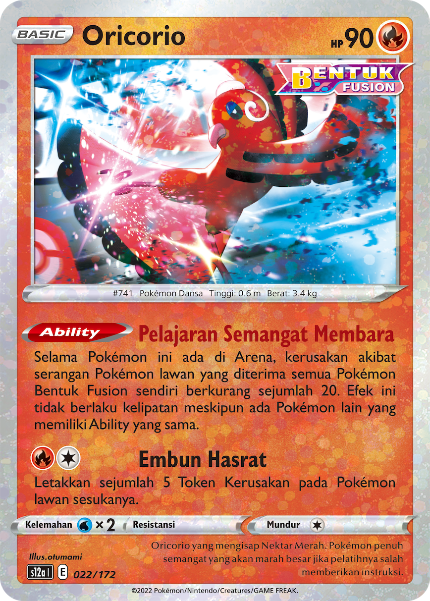 Oricorio 022/172 — VSTAR Semesta (Indonesian Pokémon TCG card)