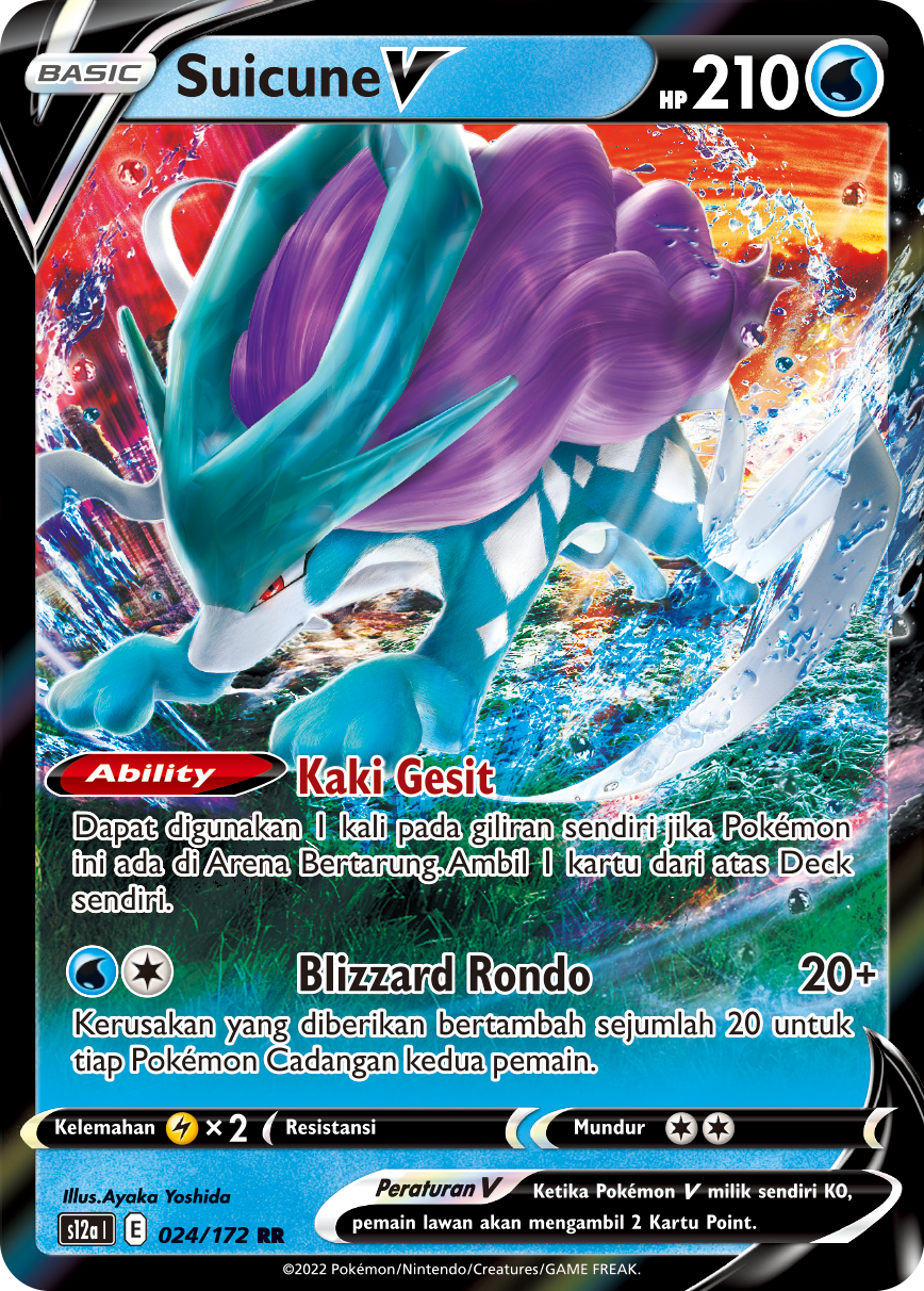 Suicune V 024/172 — VSTAR Semesta (Indonesian Pokémon TCG card)