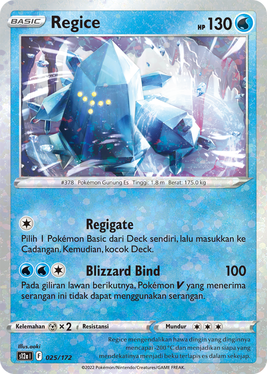 Regice 025/172 — VSTAR Semesta (Indonesian Pokémon TCG card)