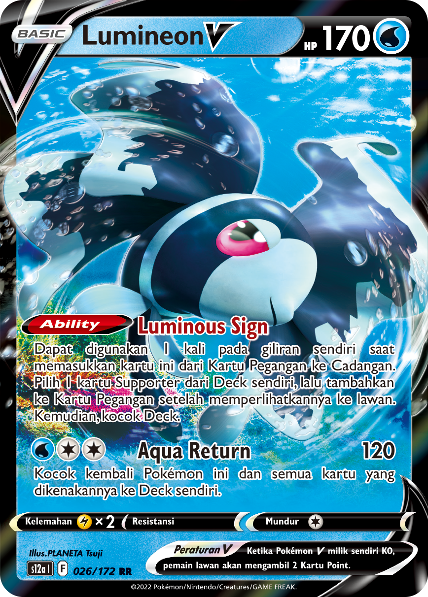 Lumineon V 026/172 — VSTAR Semesta (Indonesian Pokémon TCG card)