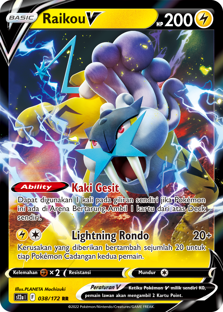 Raikou V 038/172 — VSTAR Semesta (Indonesian Pokémon TCG card)