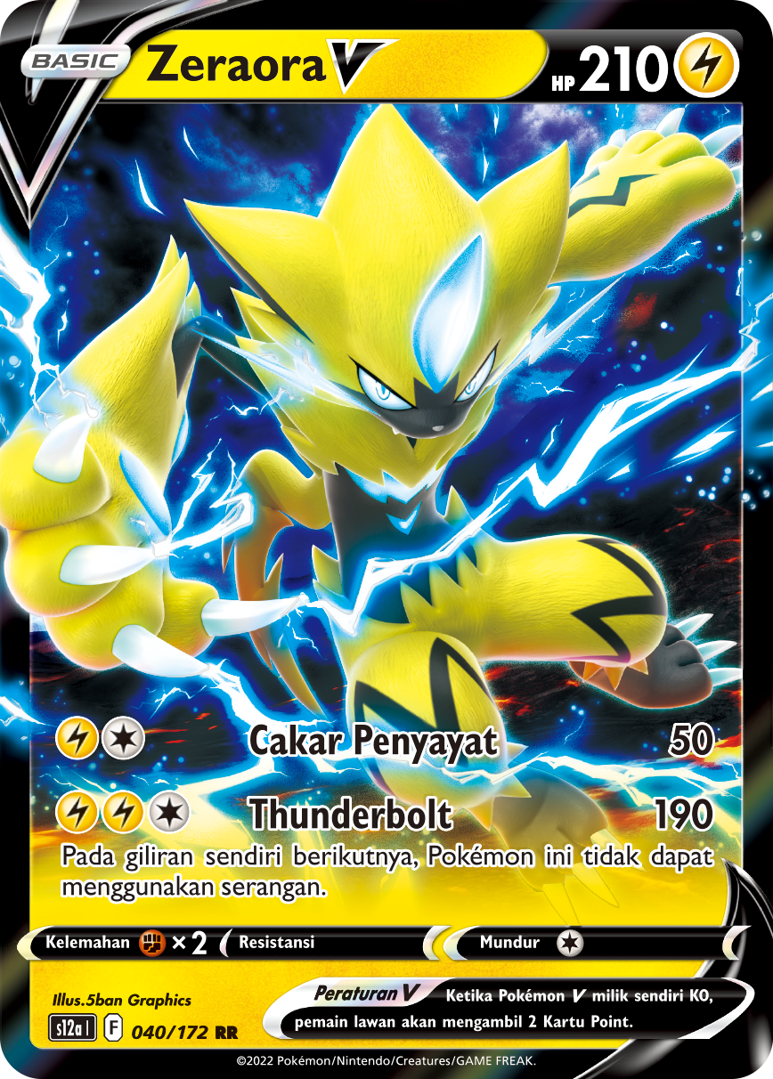 Zeraora V 040/172 — VSTAR Semesta (Indonesian Pokémon TCG card)