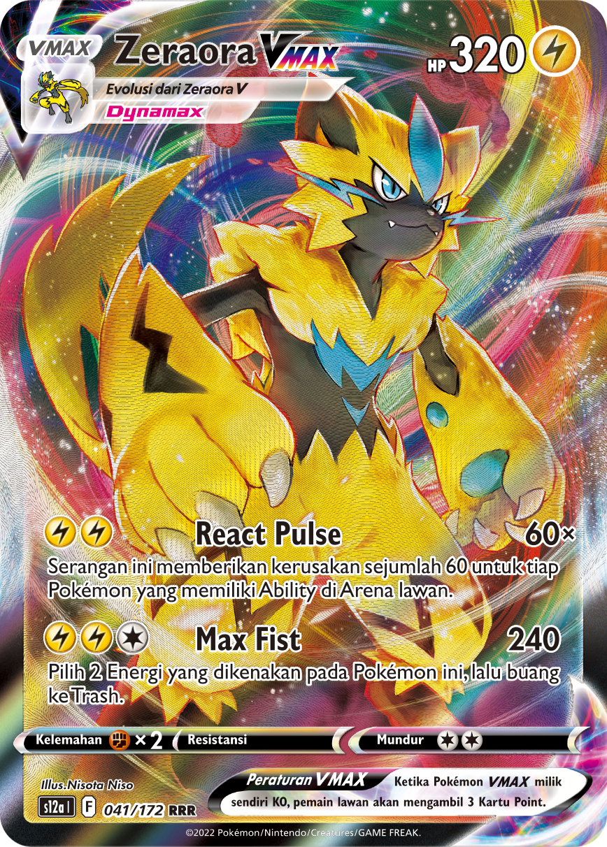 Zeraora VMAX 041/172 — VSTAR Semesta (Indonesian Pokémon TCG card)