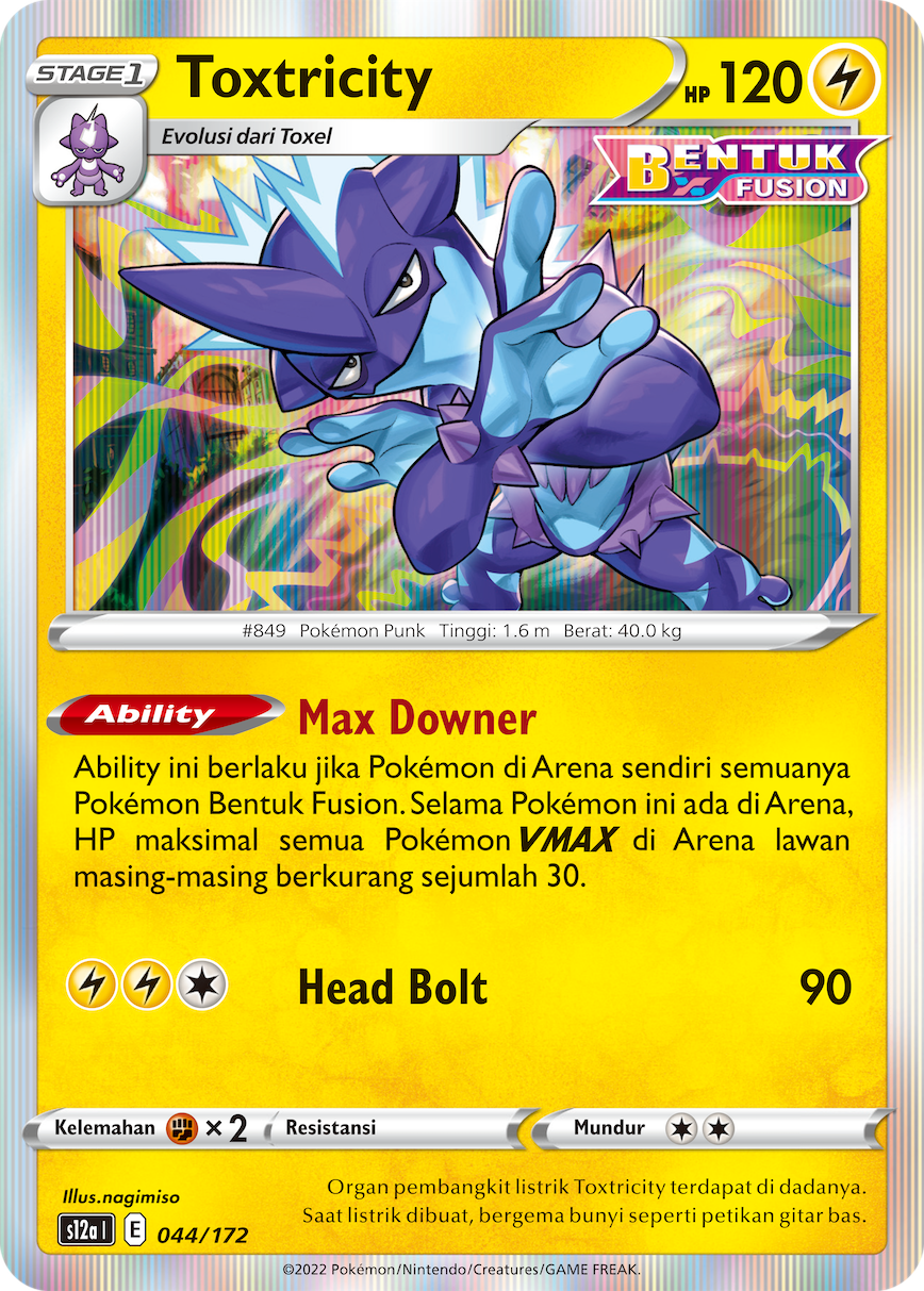 Toxtricity 044/172 — VSTAR Semesta (Indonesian Pokémon TCG card)