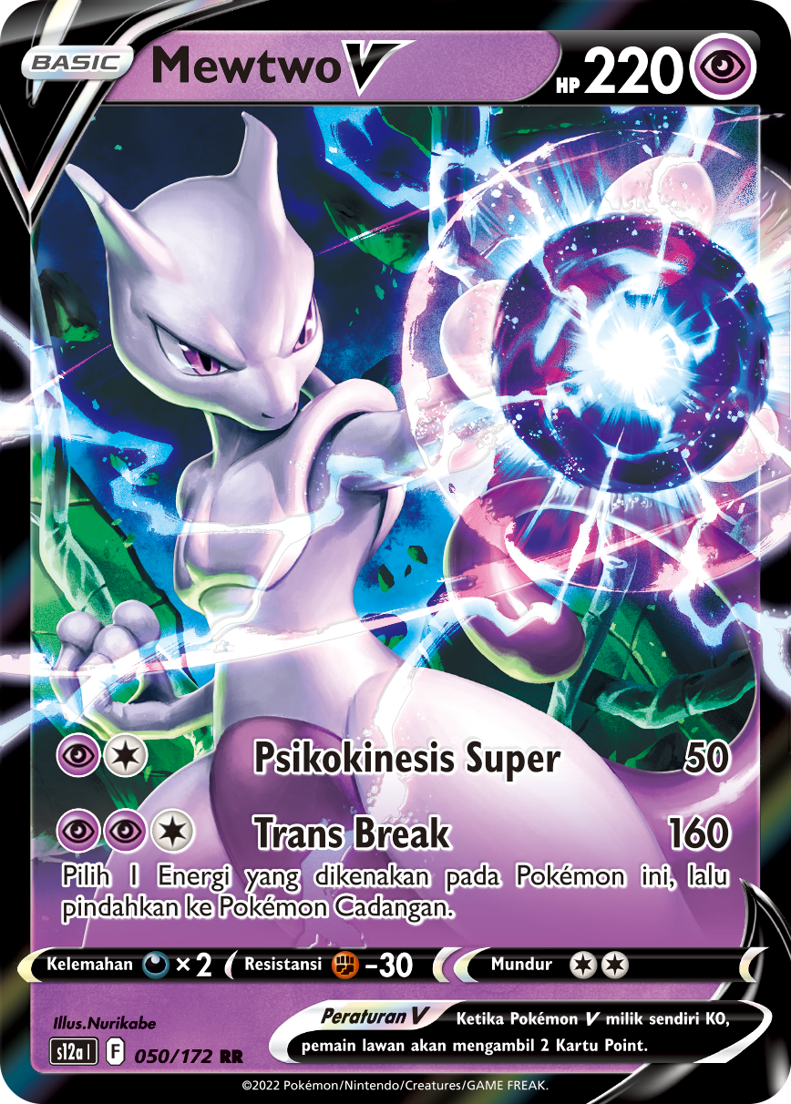 Mewtwo V 050/172 — VSTAR Semesta (Indonesian Pokémon TCG card)