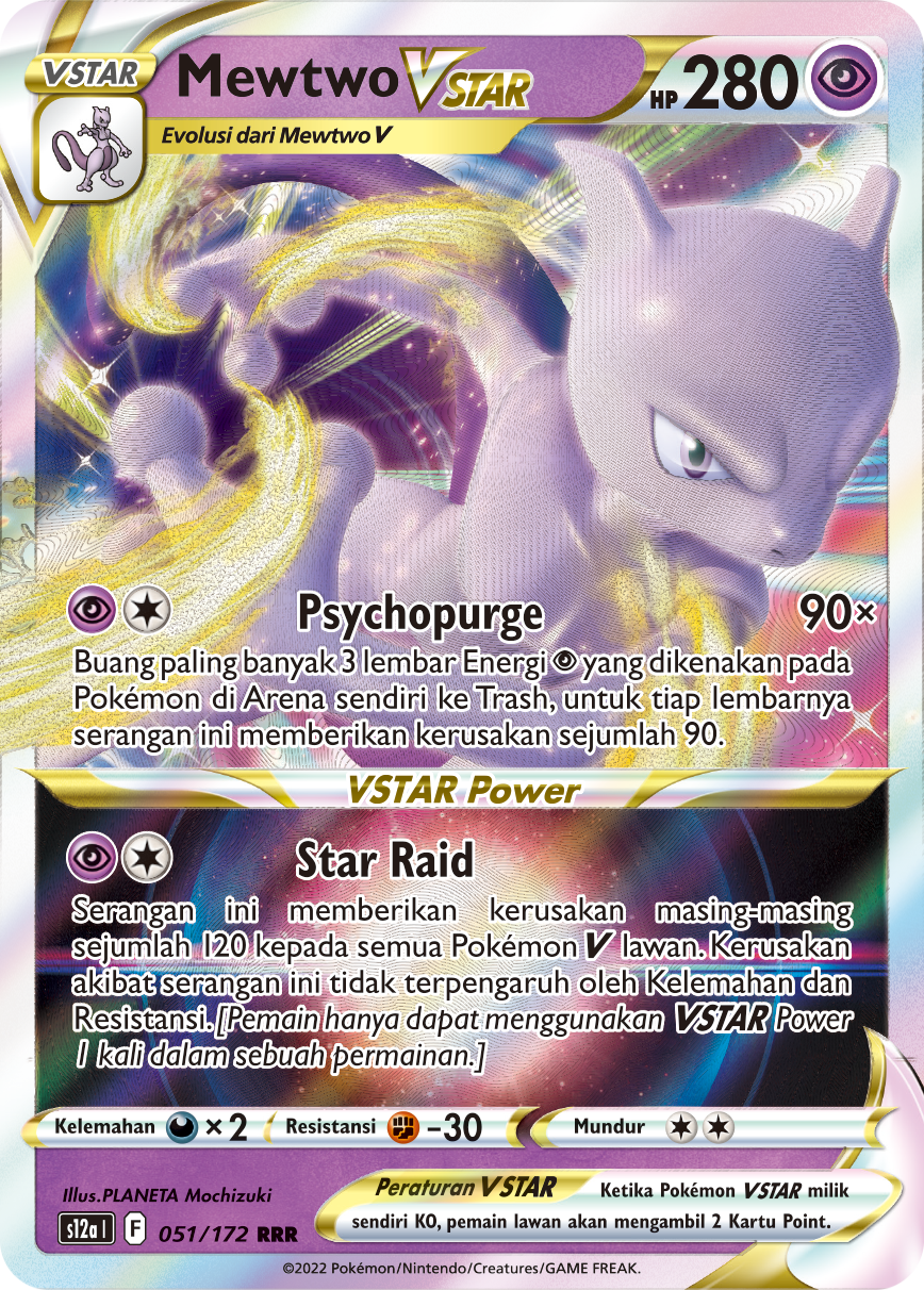 Mewtwo VSTAR 051/172 — VSTAR Semesta (Indonesian Pokémon TCG card)