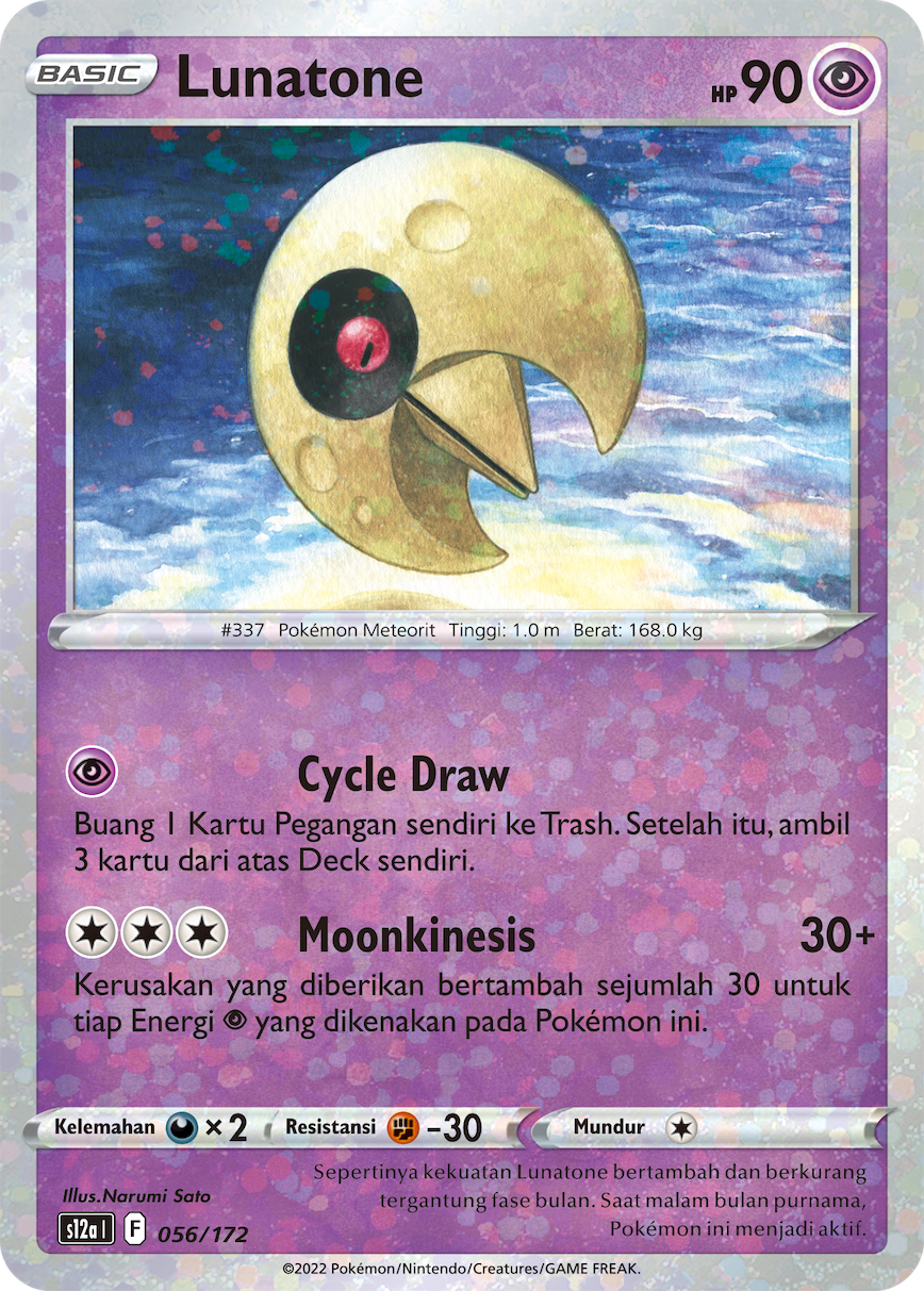 Lunatone 056/172 — VSTAR Semesta (Indonesian Pokémon TCG card)