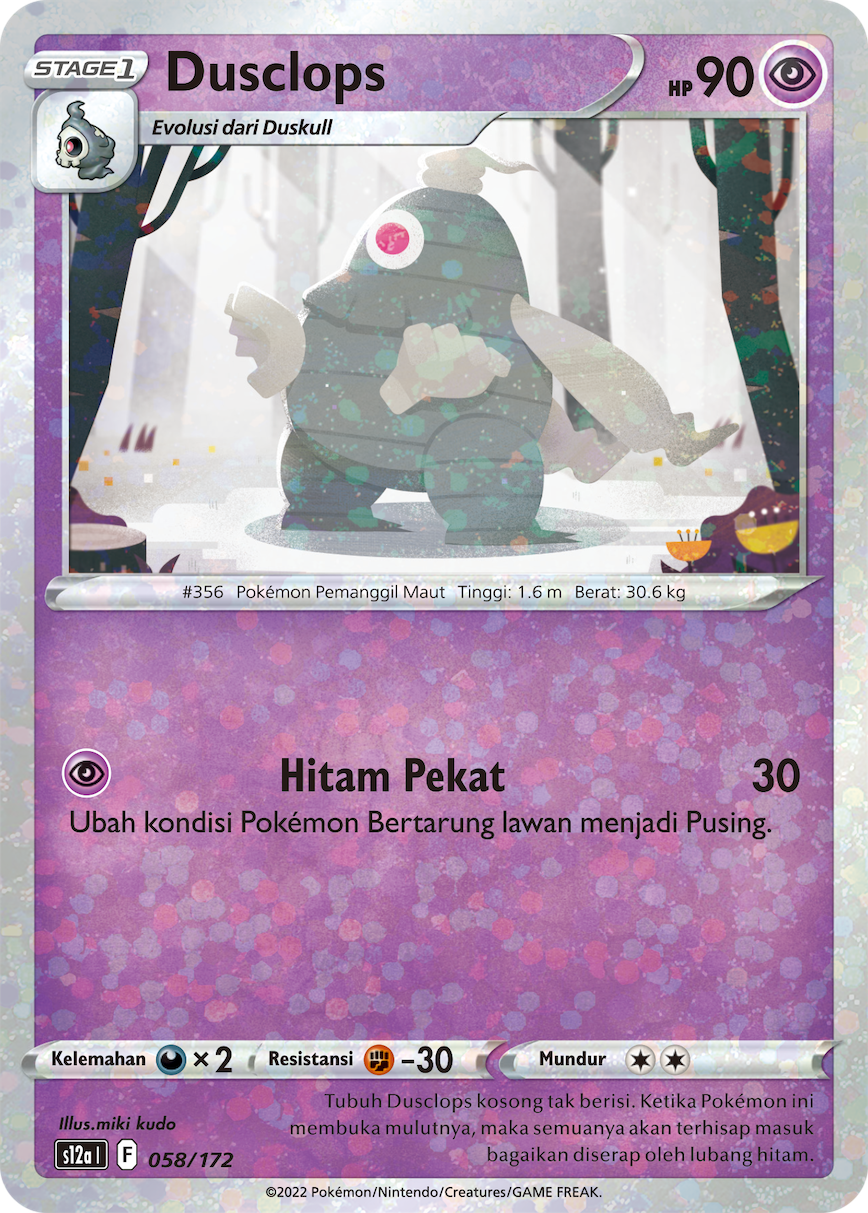 Dusclops 058/172 — VSTAR Semesta (Indonesian Pokémon TCG card)