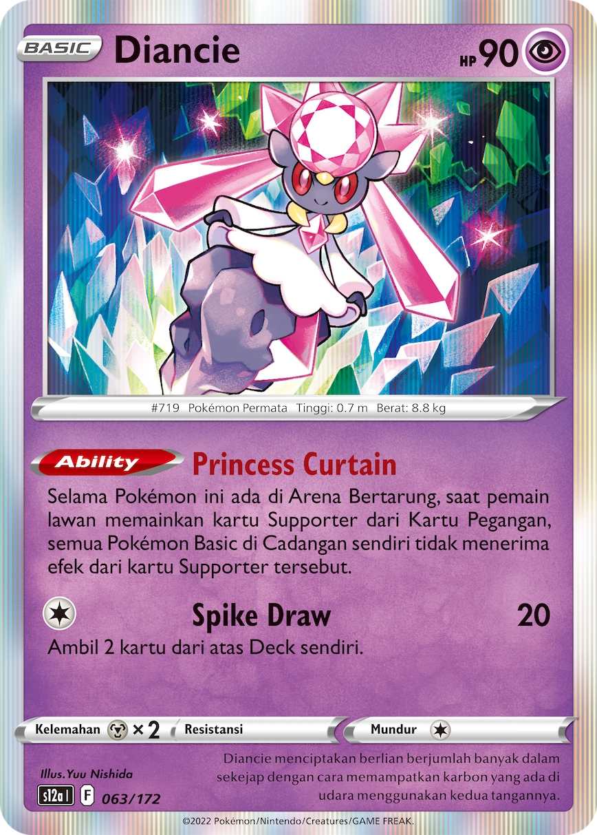 Diancie 063/172 — VSTAR Semesta (Indonesian Pokémon TCG card)