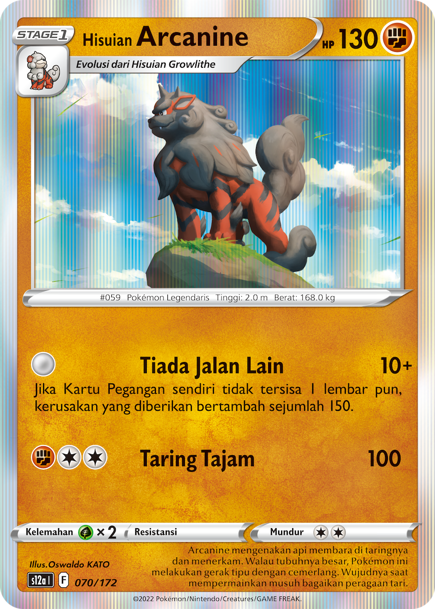 Hisuian Arcanine 070/172 — VSTAR Semesta (Indonesian Pokémon TCG card)