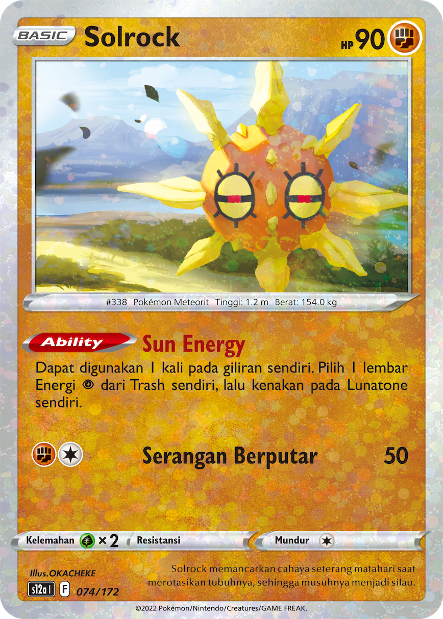 Solrock 074/172 — VSTAR Semesta (Indonesian Pokémon TCG card)