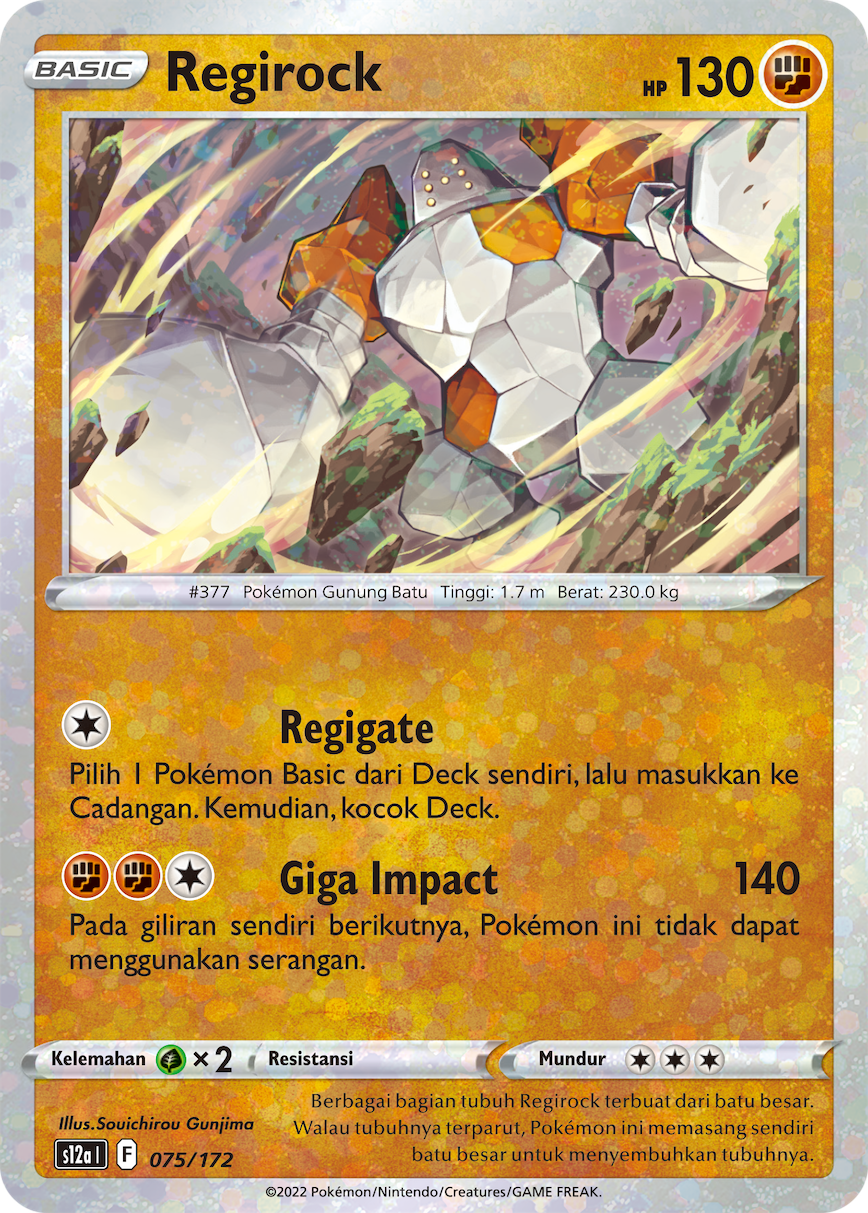 Regirock 075/172 — VSTAR Semesta (Indonesian Pokémon TCG card)
