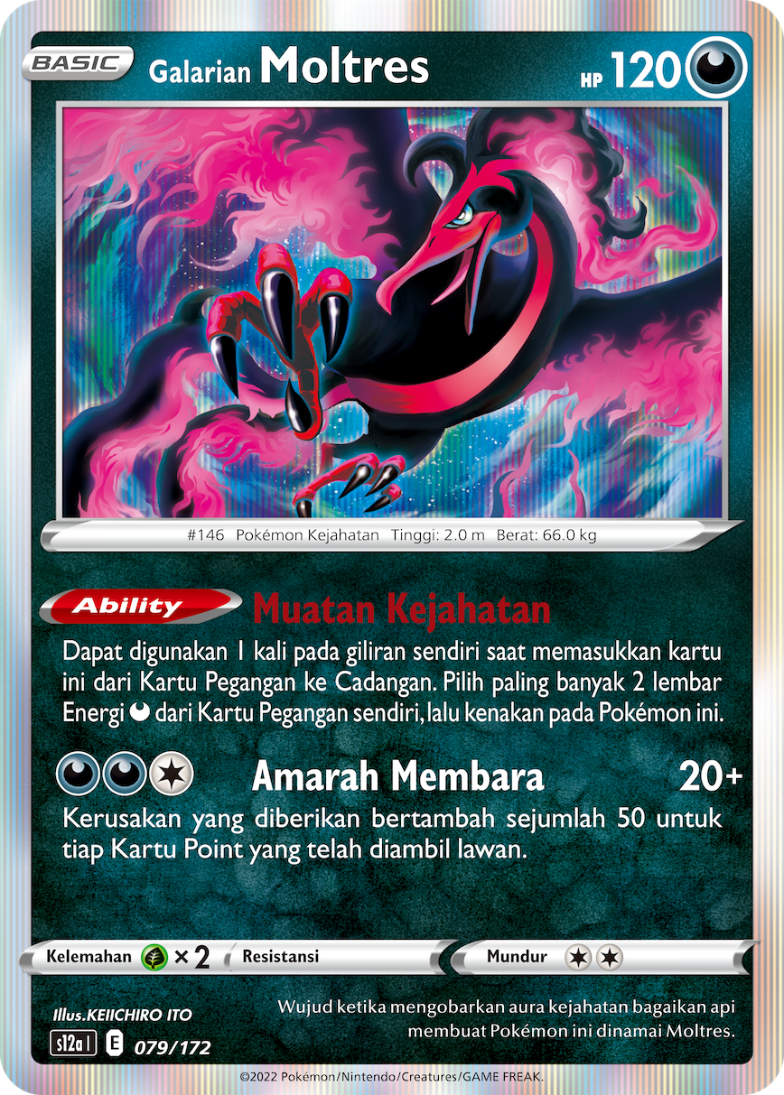 Galarian Moltres 079/172 — VSTAR Semesta (Indonesian Pokémon TCG card)