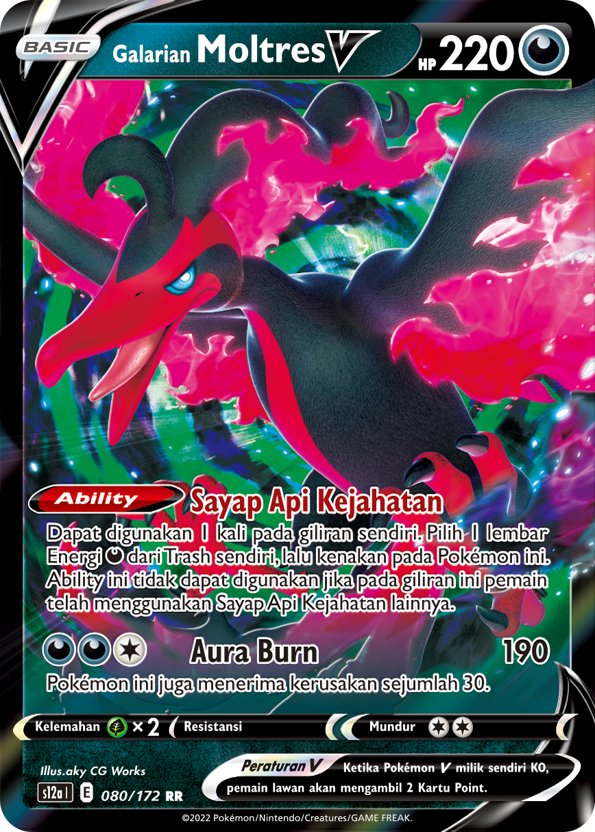 Galarian Moltres V 080/172 — VSTAR Semesta (Indonesian Pokémon TCG card)