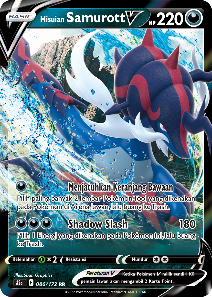 Hisuian Samurott V 086/172 — VSTAR Semesta (Indonesian Pokémon TCG card)