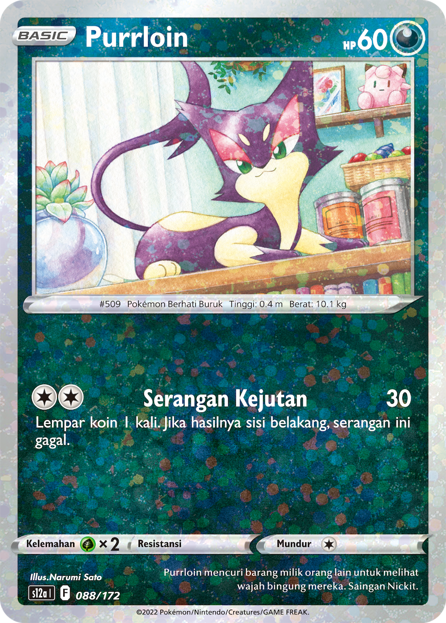 Purrloin 088/172 — VSTAR Semesta (Indonesian Pokémon TCG card)