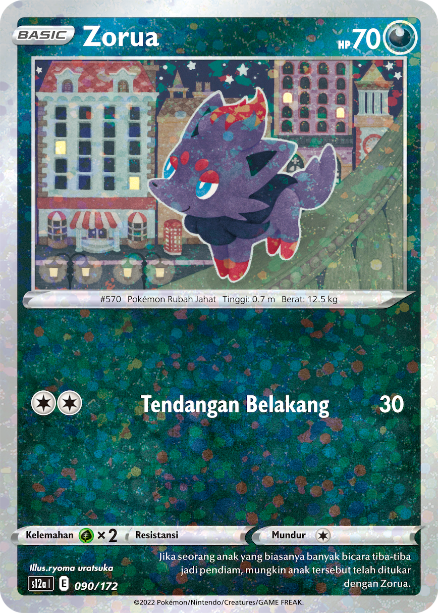 Zorua 090/172 — VSTAR Semesta (Indonesian Pokémon TCG card)