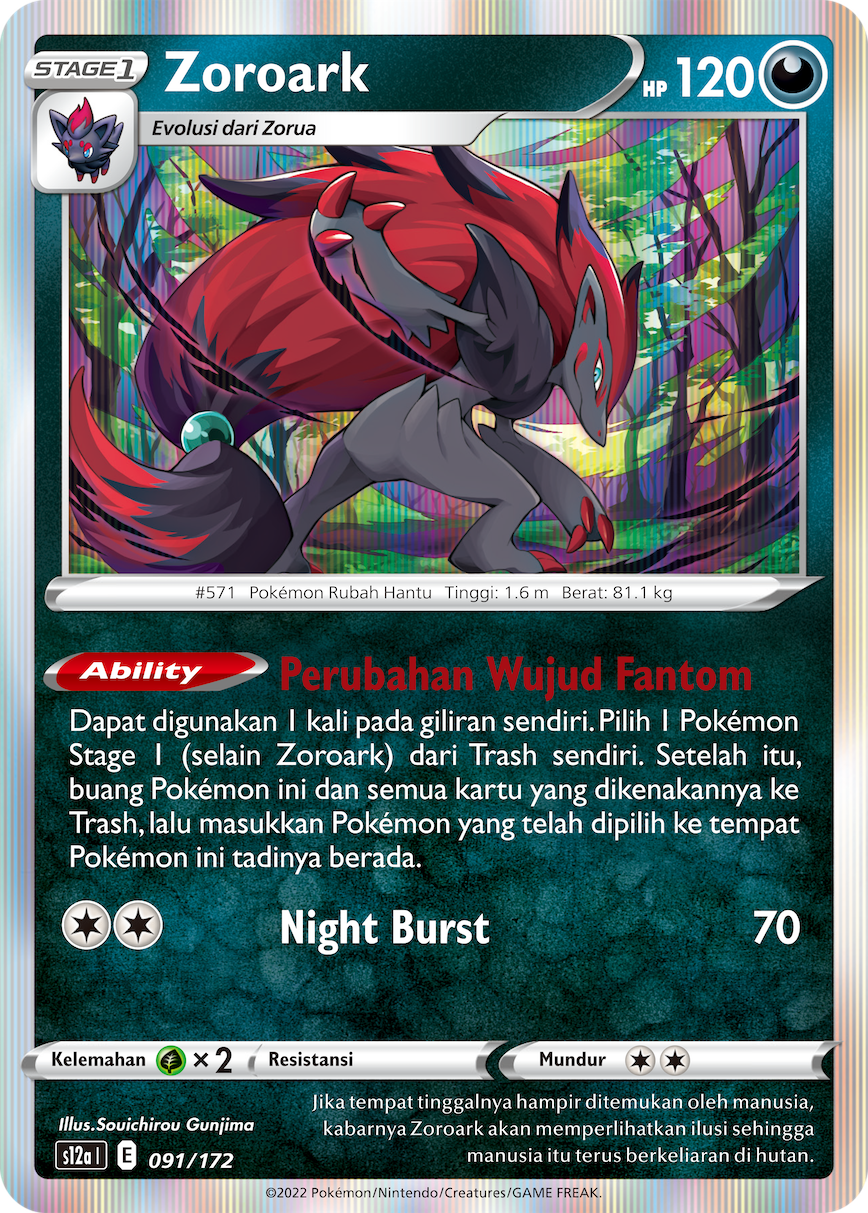 Zoroark 091/172 — VSTAR Semesta (Indonesian Pokémon TCG card)