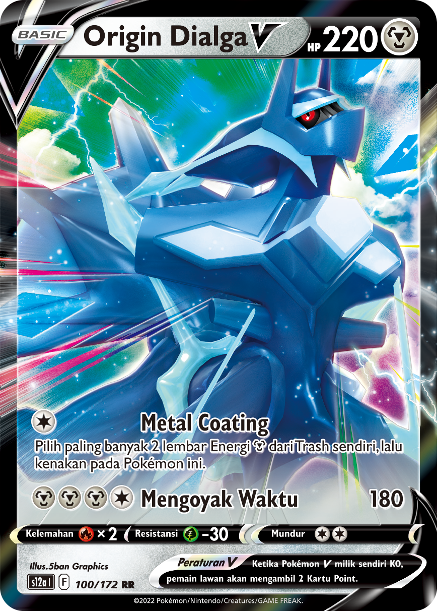 Origin Dialga V 100/172 — VSTAR Semesta (Indonesian Pokémon TCG card)