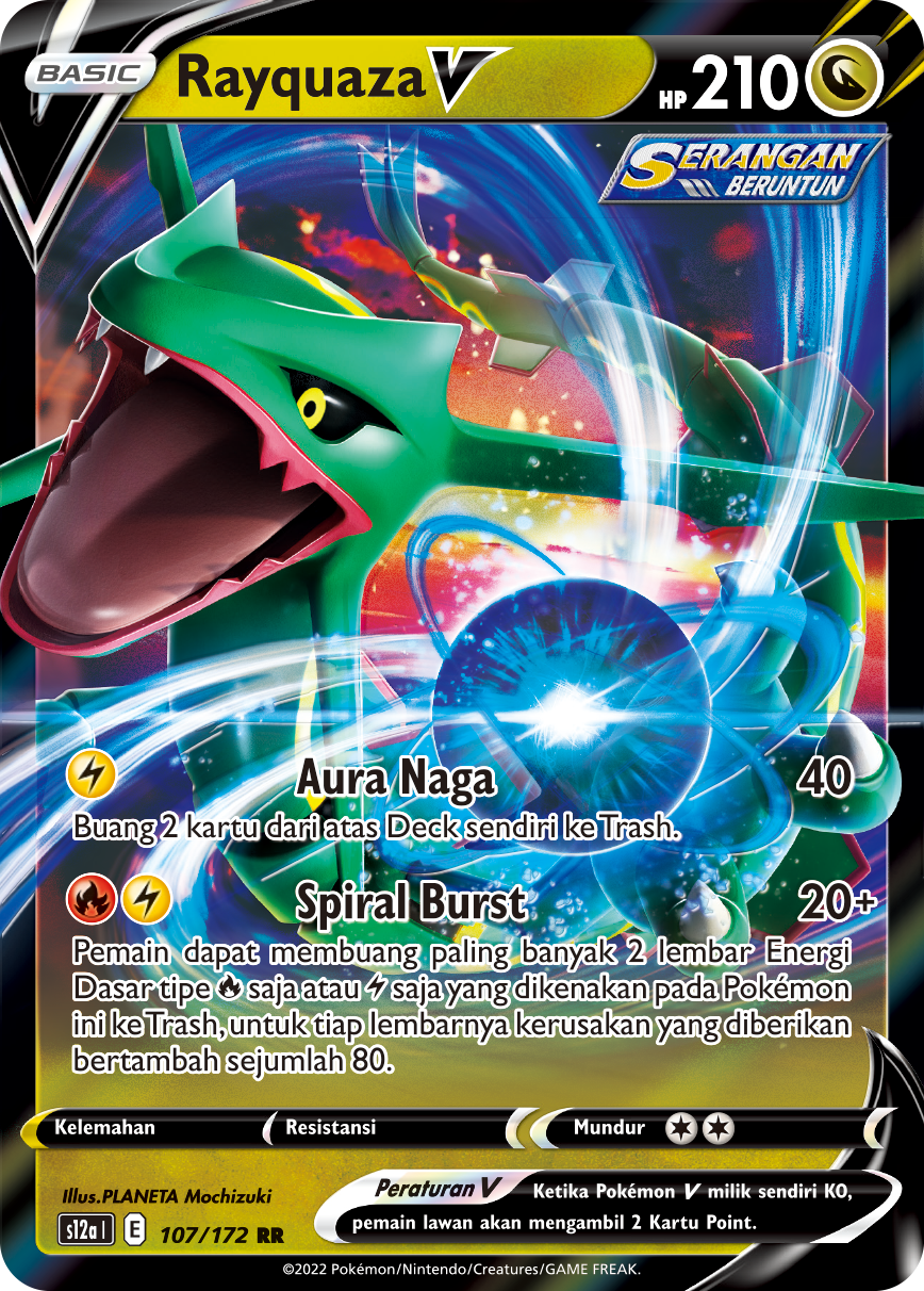Rayquaza V 107/172 — VSTAR Semesta (Indonesian Pokémon TCG card)