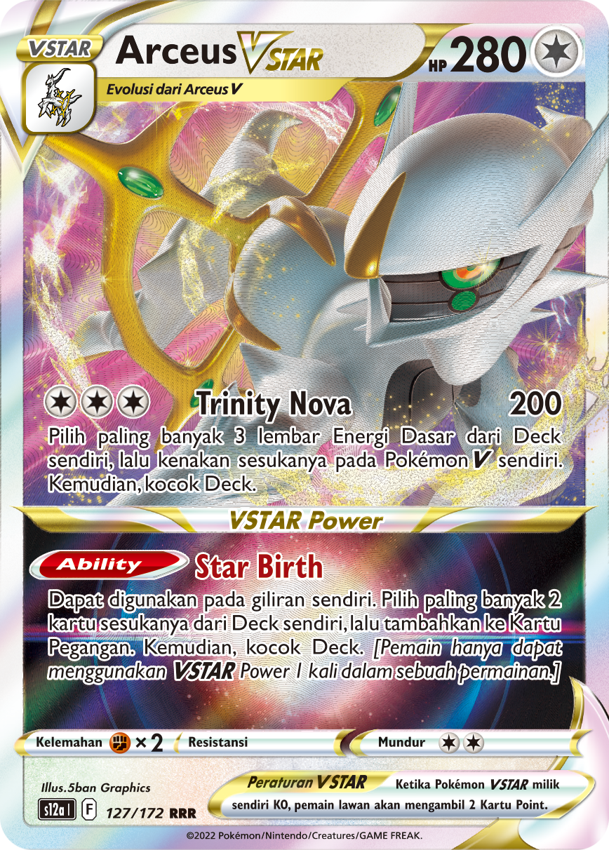Arceus VSTAR 127/172 — VSTAR Semesta (Indonesian Pokémon TCG card)
