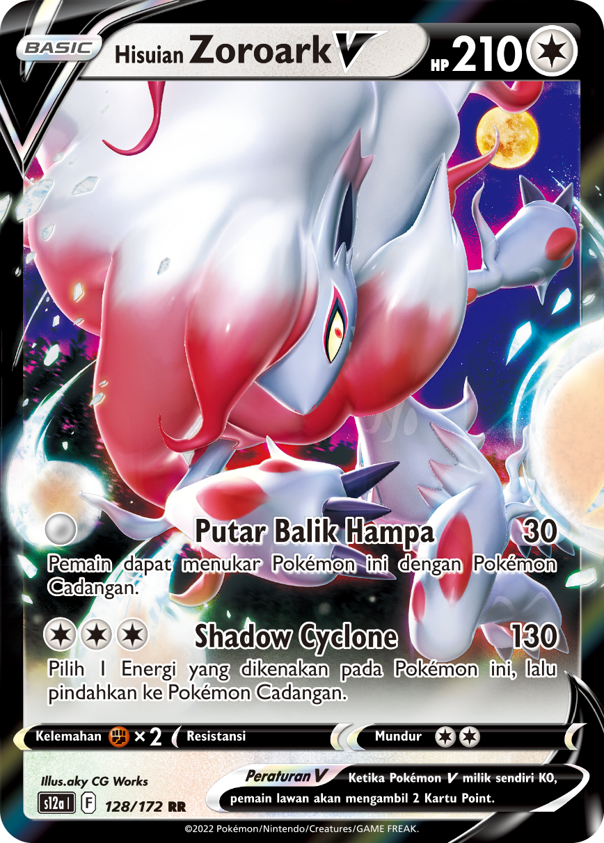 Hisuian Zoroark V 128/172 — VSTAR Semesta (Indonesian Pokémon TCG card)