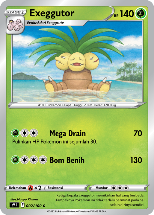 Exeggutor 002/100 — Star Birth (Indonesian Pokémon TCG card)