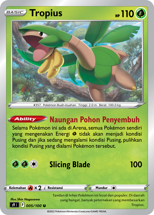 Tropius 005/100 — Star Birth (Indonesian Pokémon TCG card)
