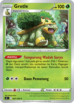 Grotle 007/100 — Star Birth (Indonesian Pokémon TCG card)