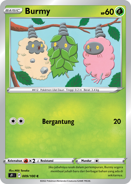 Burmy 009/100 — Star Birth (Indonesian Pokémon TCG card)