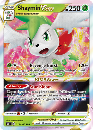 Shaymin VSTAR 013/100 — Star Birth (Indonesian Pokémon TCG card)