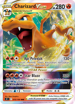 Charizard VSTAR 015/100 — Star Birth (Indonesian Pokémon TCG card)
