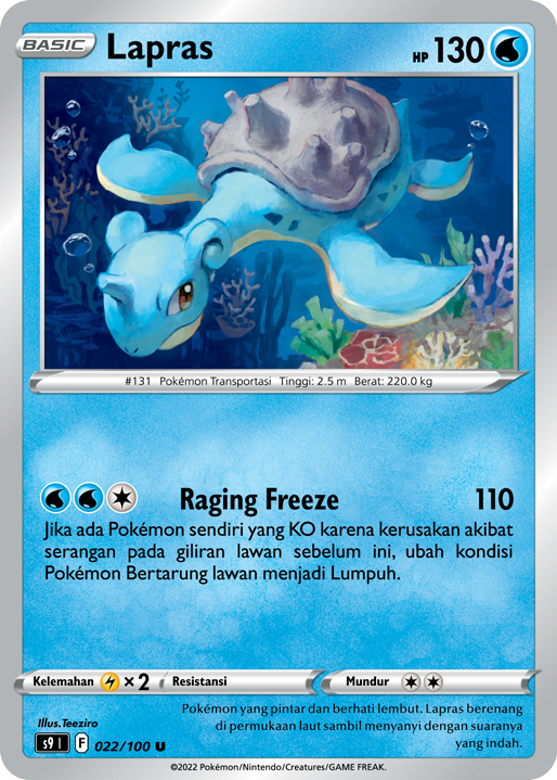 Lapras 022/100 — Star Birth (Indonesian Pokémon TCG card)