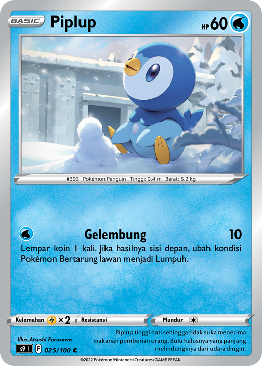 Piplup 025/100 — Star Birth (Indonesian Pokémon TCG card)