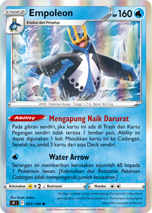 Empoleon 027/100 — Star Birth (Indonesian Pokémon TCG card)