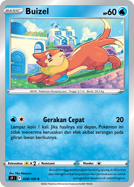 Buizel 028/100 — Star Birth (Indonesian Pokémon TCG card)
