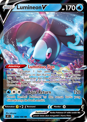 Lumineon V 030/100 — Star Birth (Indonesian Pokémon TCG card)